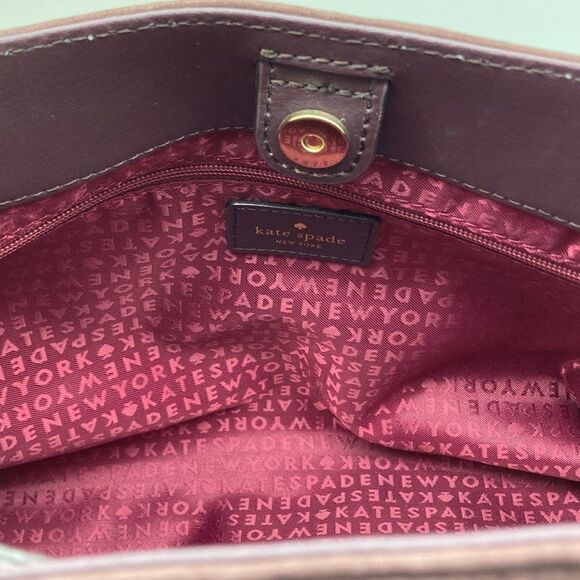 Kate Spade New York  Bordeaux Cown Hide Leather Shoulderbag Handbag - Picture 7 of 13